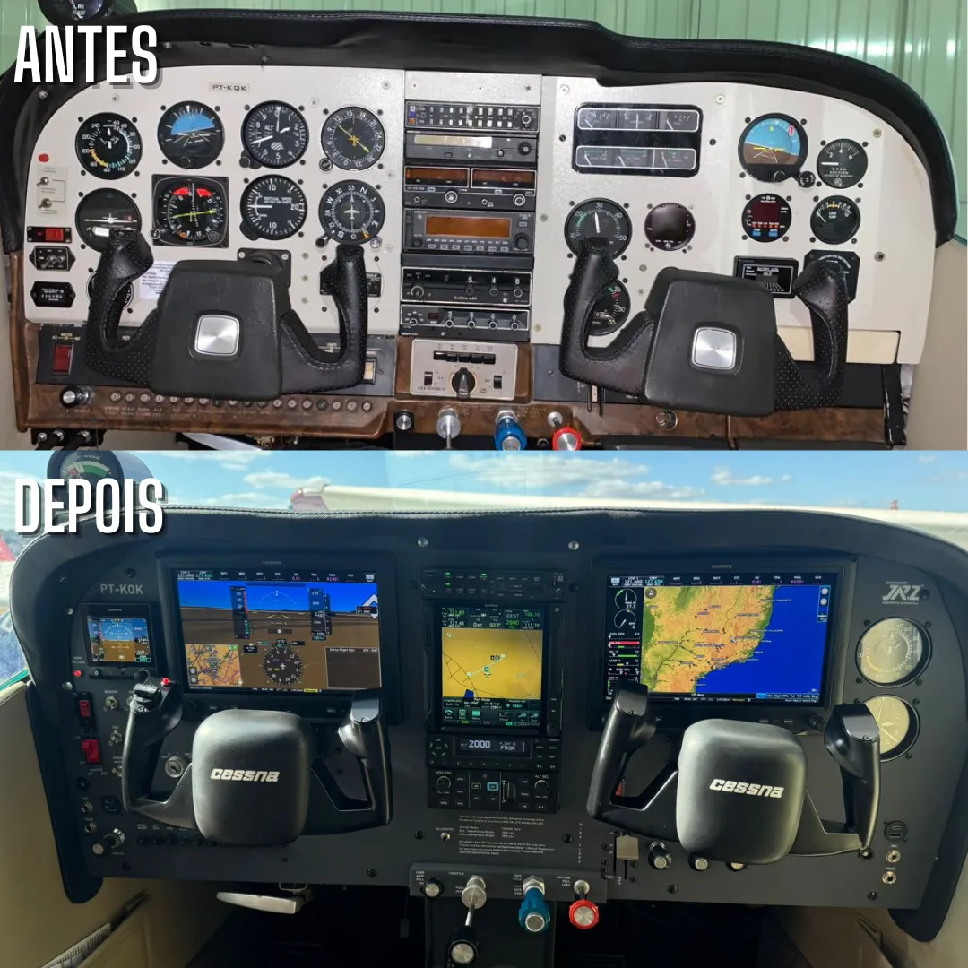Antes e depois de retrofit — Cessna 182