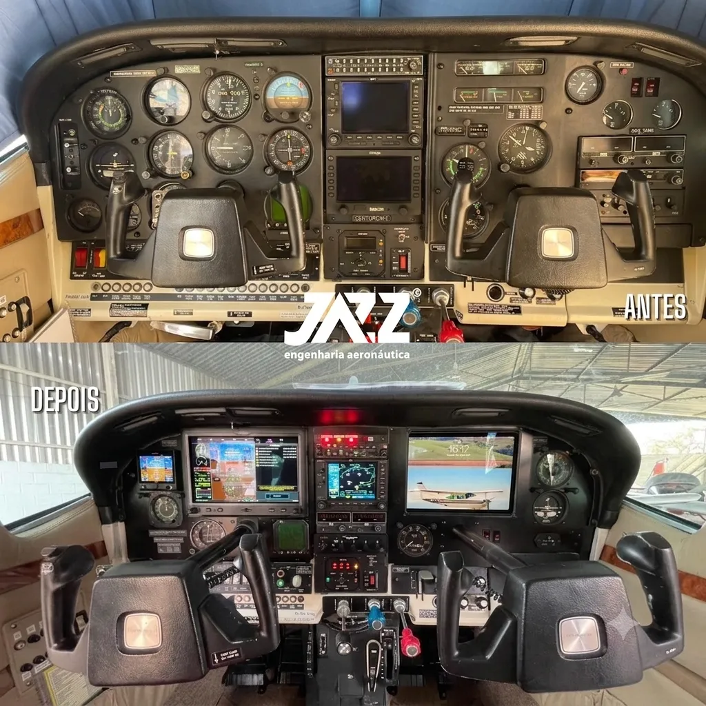 Antes e depois de retrofit — Cessna 210