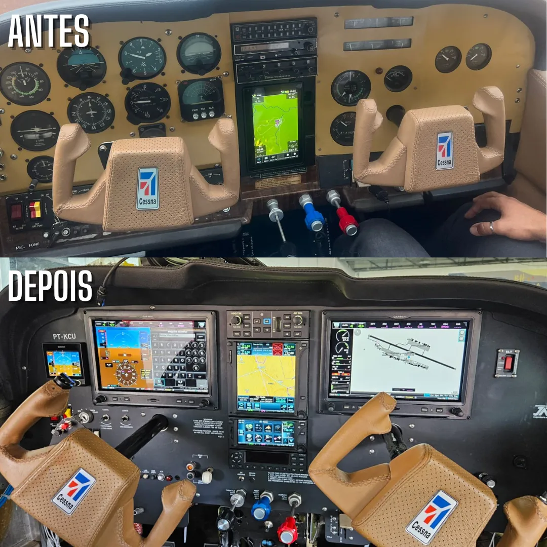 Antes e depois de retrofit — Cessna 210